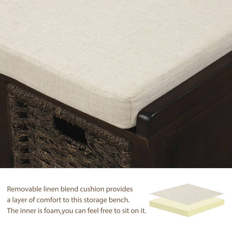 Rustic Rattan Storage Bench