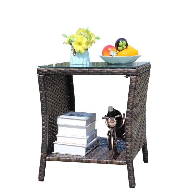Chic Glass-Top Patio Coffee Table