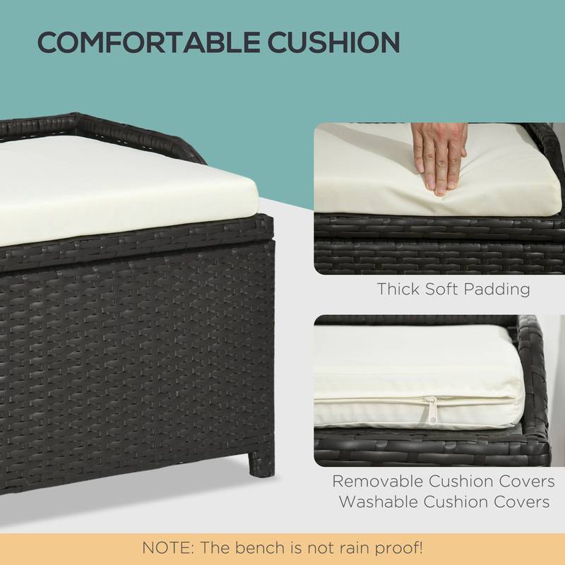 Cozy Wicker Storage Bench with Waterproof Bag