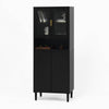 Sleek Adjustable Glass Door Bookcase - Black storage for Living & Bedroom