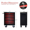 Rolling Tool Cart with Stainless Steel Top - Black & Red