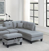Cozy Taupe Grey Sectional Sofa Set with Storage Ottoman & Cup Holders