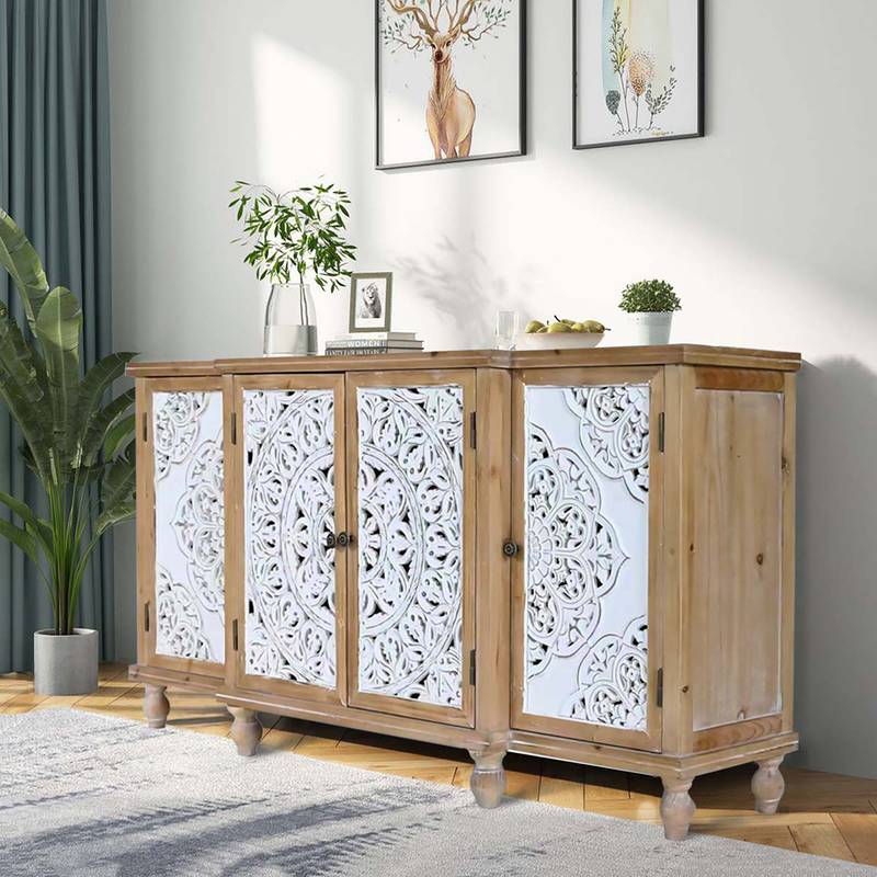 Charming Hollow-Carved Storage Cabinet