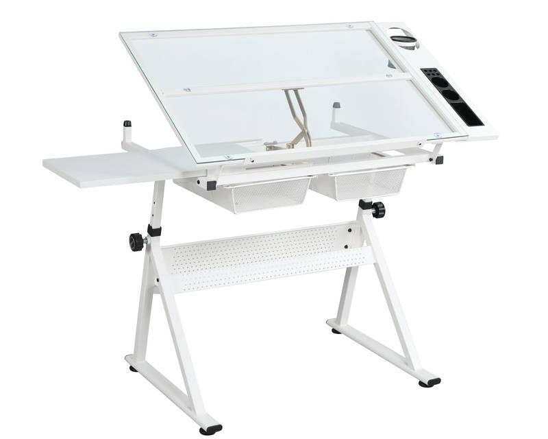 Versatile Glass Drafting Table & Chair Set