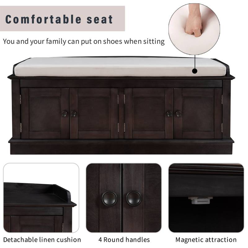 Cozy Shoe Storage Bench with Cushioned Top