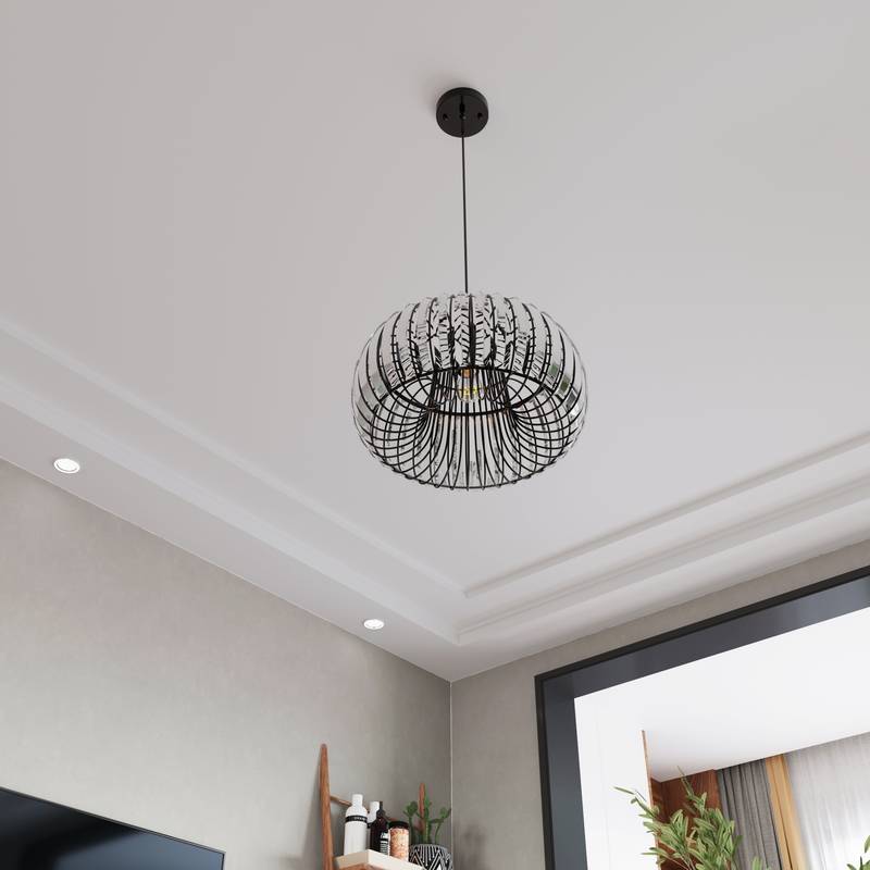 Sleek Black Crystal Chandelier - Dimmable & Color Adjustable Lighting Fixture