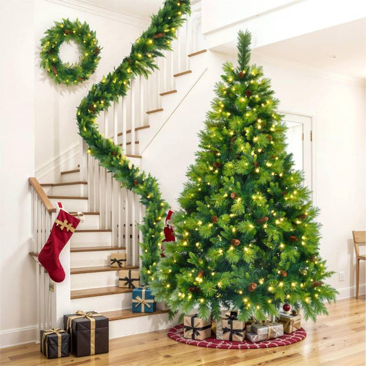 Majestic Green Christmas Tree Kit - Pre-Lit with Decor for a Festive Holiday Home