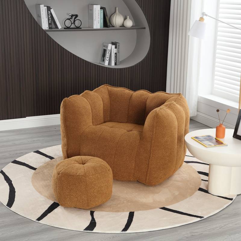 Cozy Foam Bean Bag Chair with Footstool – Perfect for Gaming, Reading, and Relaxing!