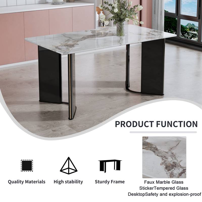 Chic Marble Dining Set with Gold Accents