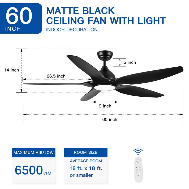 Sleek LED Ceiling Fan with Black Blades