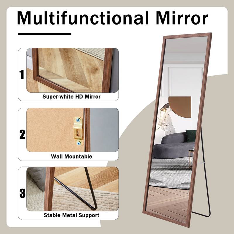 Elegant Wooden Framed Full-Length Mirror