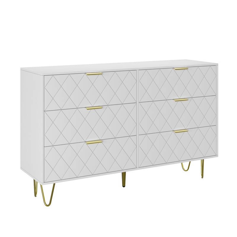 Chic White Wooden Dresser with Gold Accents