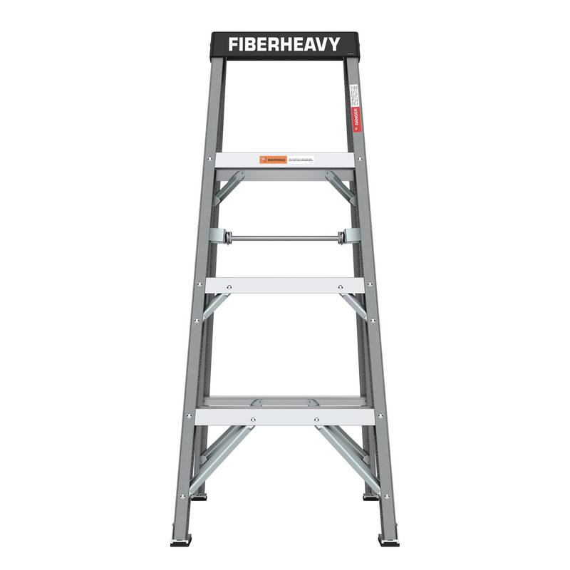 Sturdy Gray Fiberglass Step Ladder