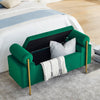Chic Green Velvet Storage Bench with Stylish Arms
