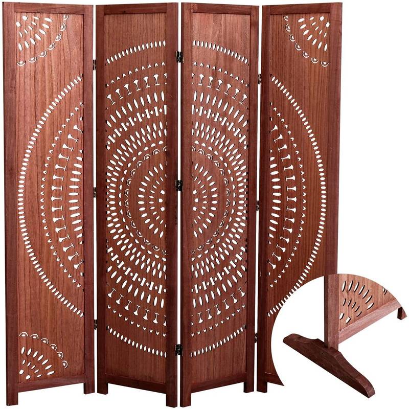 Charming Brown Wood Folding Room Divider