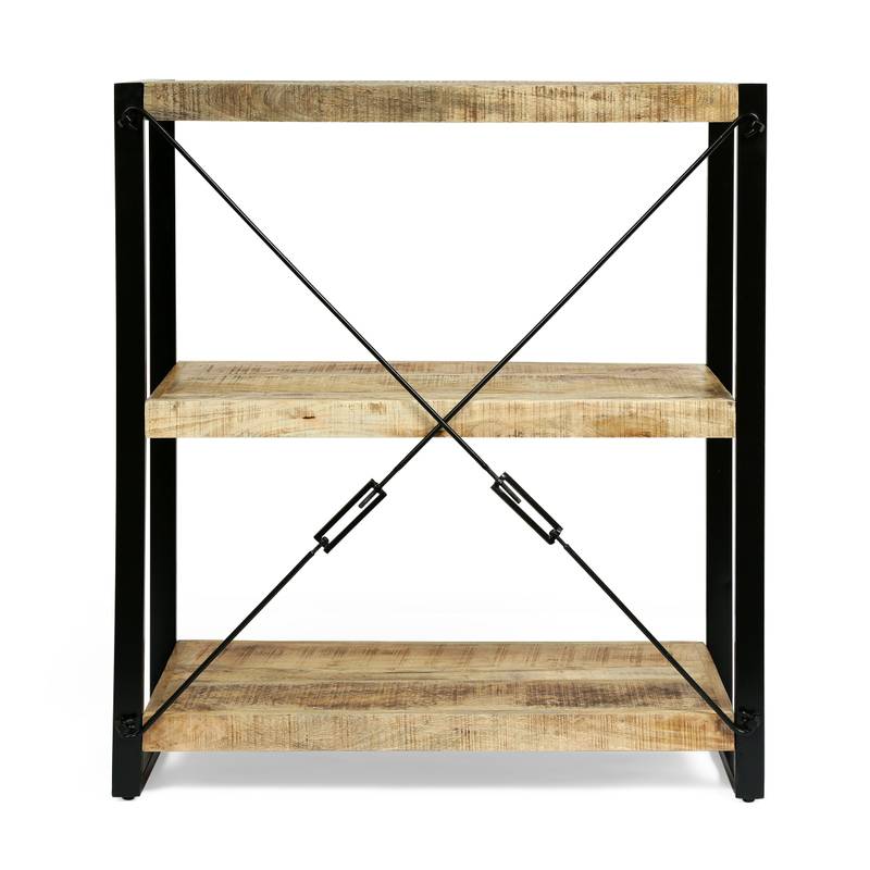 Rustic Iron & Wood Shelf Stand