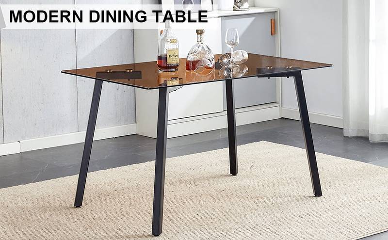 Sleek Brown Glass Dining Table