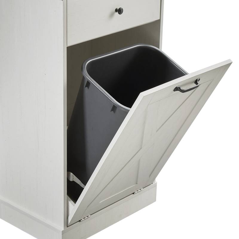 Sleek White Tilt Trash Cabinet