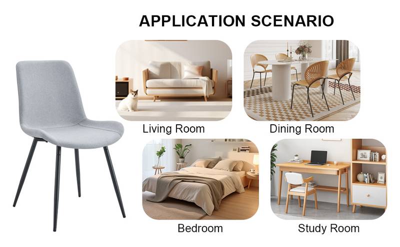 Cozy Linen-Cotton Dining Chair Set - Four Light Gray Beauties