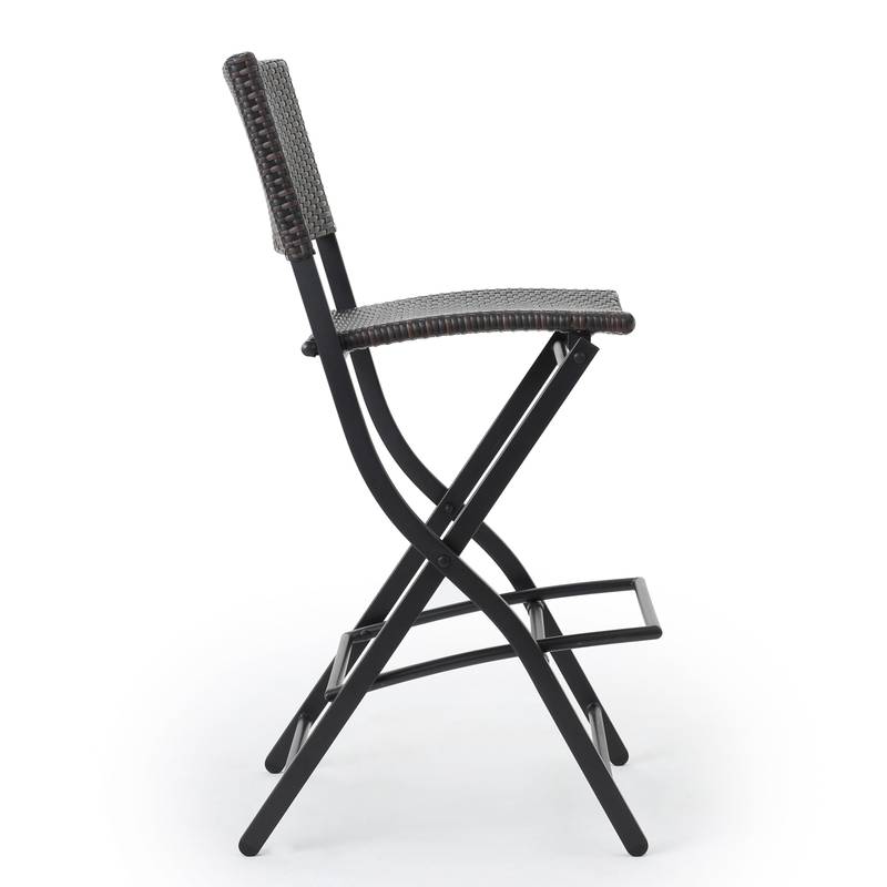 Chic Foldable Wicker Patio Bar Stools - Set of Two