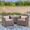 Cozy Outdoor Wicker Club Chairs with Beige Cushions