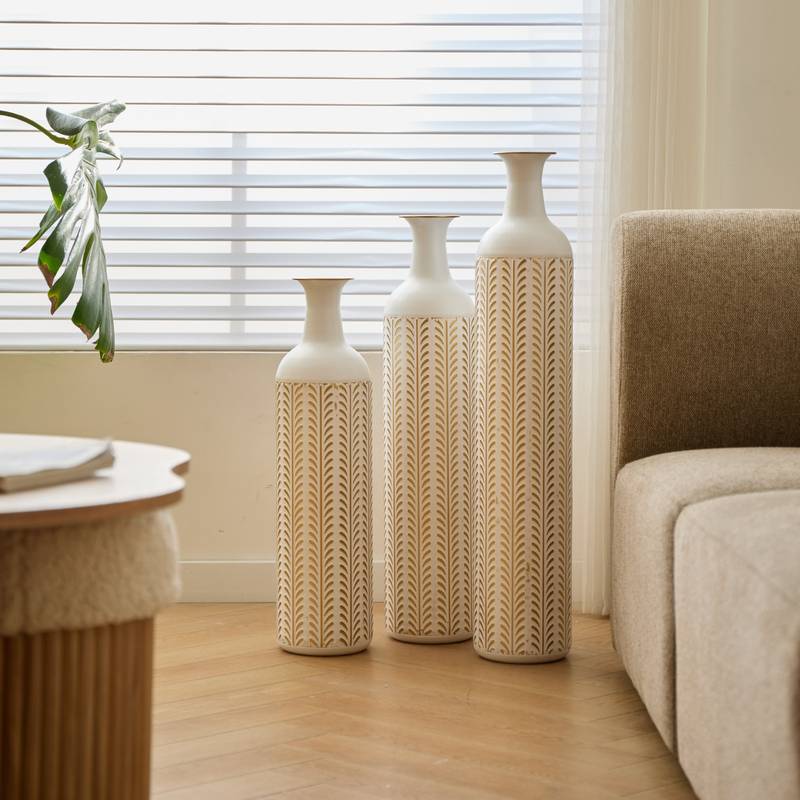 Chic White Metal Vase Set for Stunning Home Decor