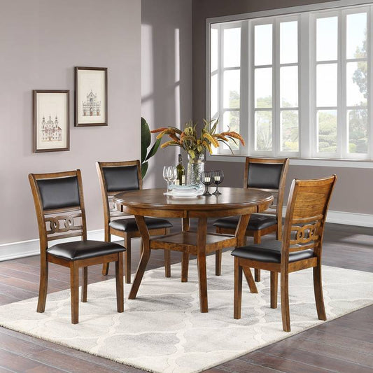 Chic Walnut Round Dining Set with Stylish Chairs