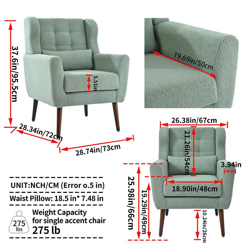 Cozy Teddy Accent Chair - Stylish Lounge Armchair in Light Green
