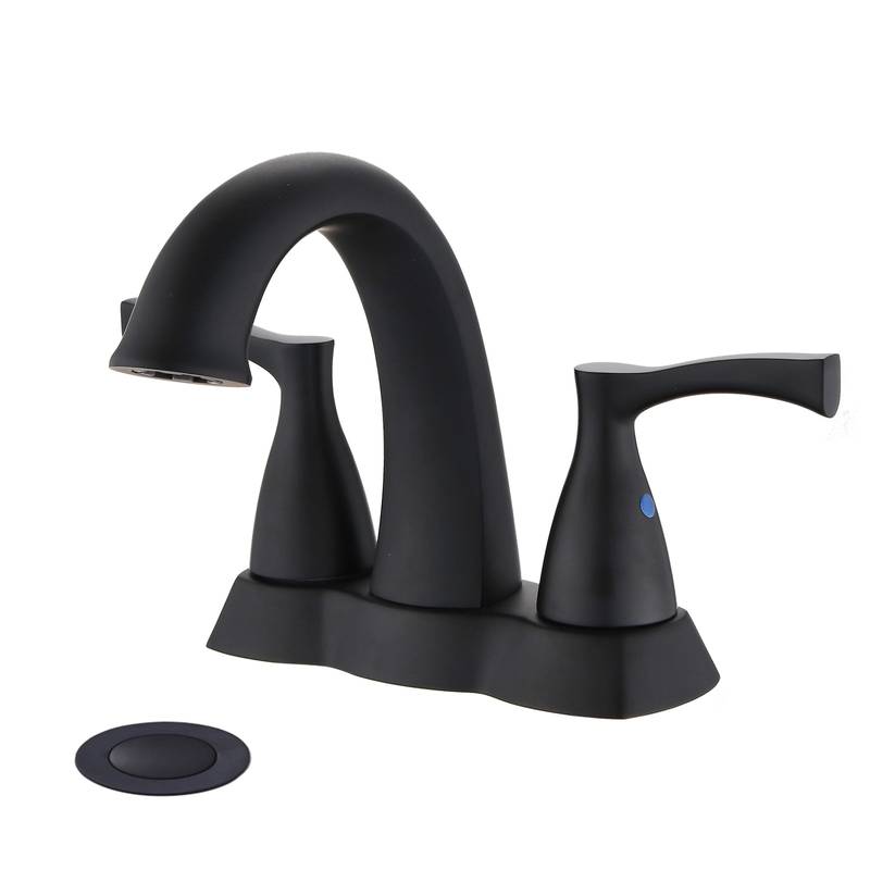 Sleek Matte Black Bathroom Faucet with Pop-Up Drain