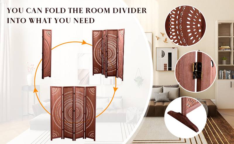 Charming Brown Wood Folding Room Divider