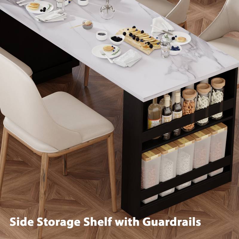 Stylish Expandable Kitchen Island with Storage and Power Outlet
