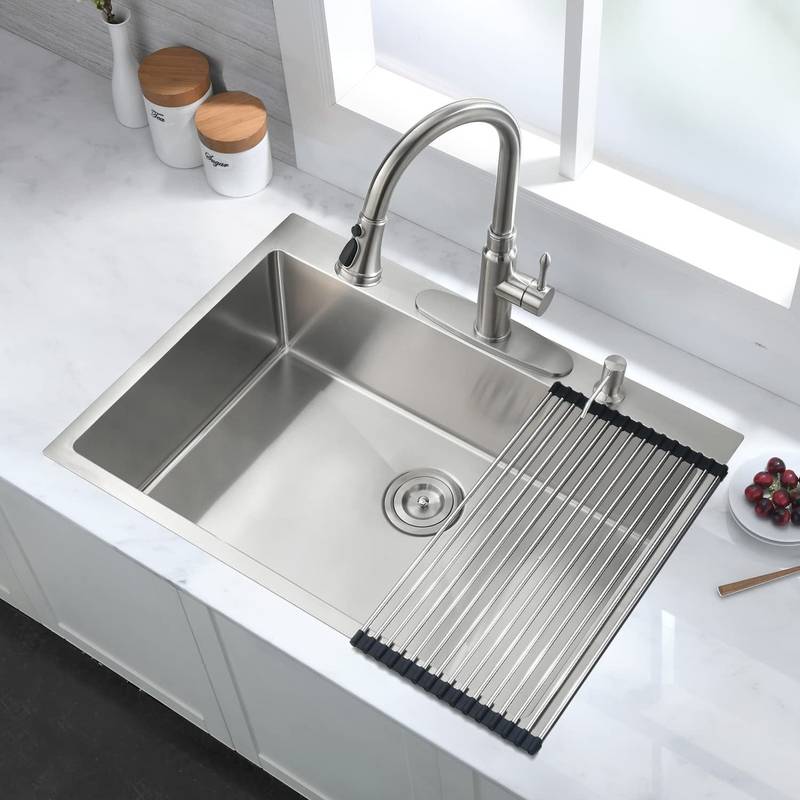 Sleek Stainless Steel Drop-In Kitchen Sink with Essentials