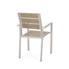Stylish Outdoor Aluminum Dining Chairs with Natural Wood Look - Set of Two