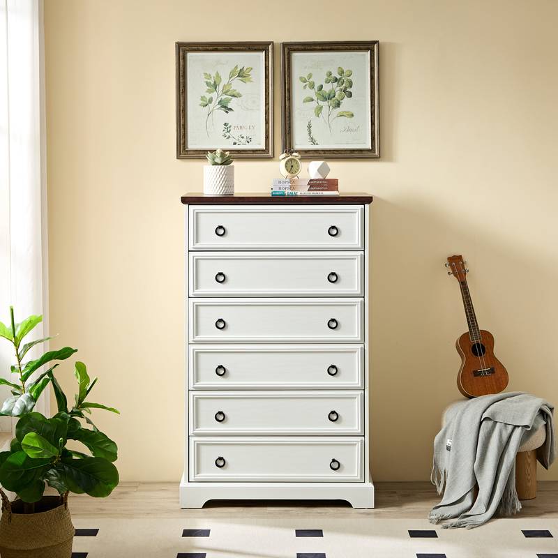 Sleek White 6-Drawer Dresser for Effortless Organizing