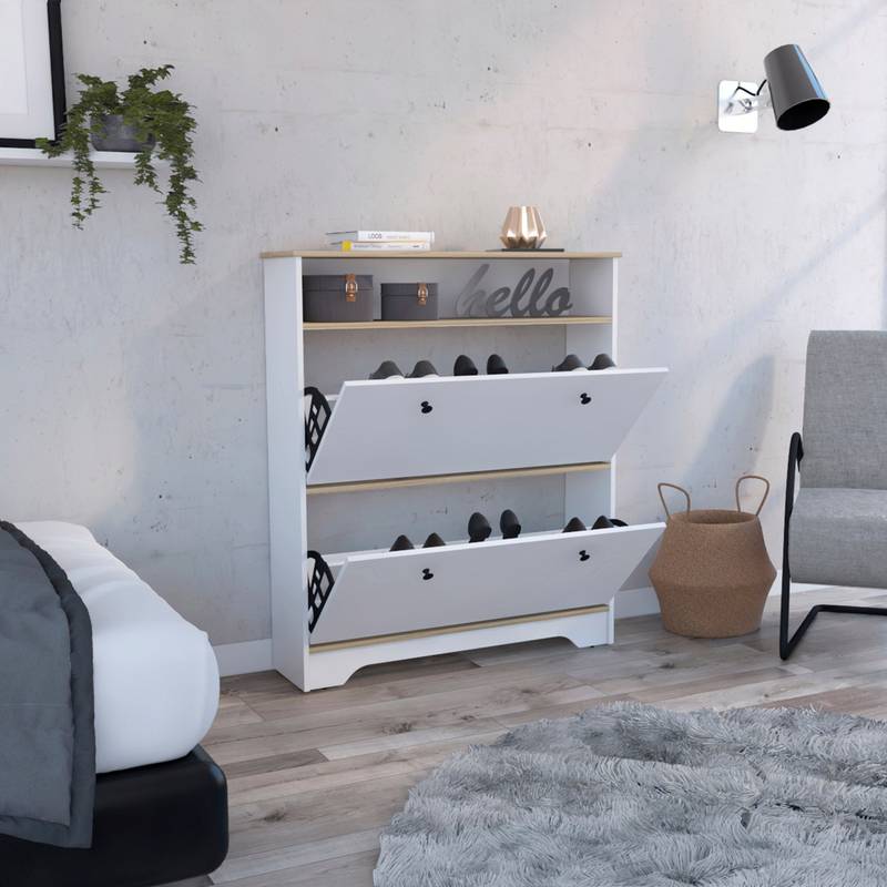 Dublin Delight Shoe Rack – Stylish Oak & White Storage