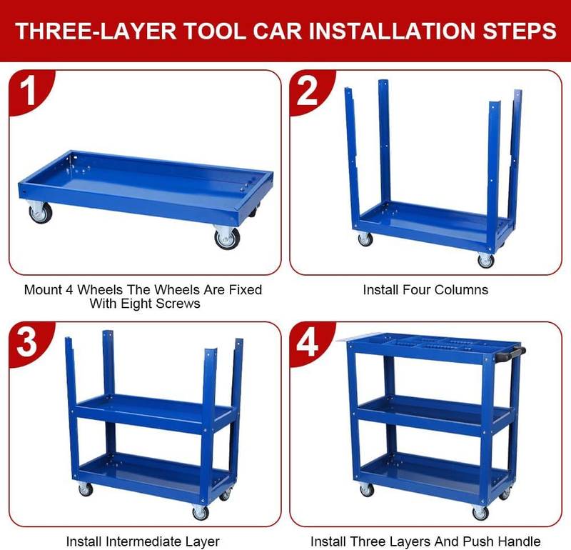 Blue Rolling Tool Cart - Heavy-Duty & Lockable!