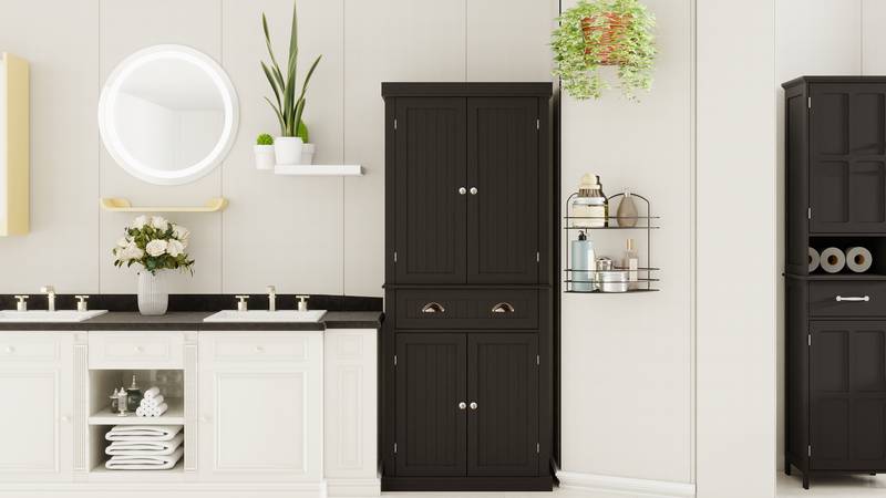 Chic Pantry Cabinet with Custom Shelves