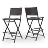 Chic Foldable Wicker Patio Bar Stools - Set of Two