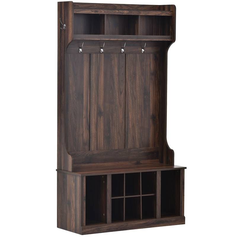 Entryway Essentials: Stylish Hall Tree with Hooks & Storage Bench