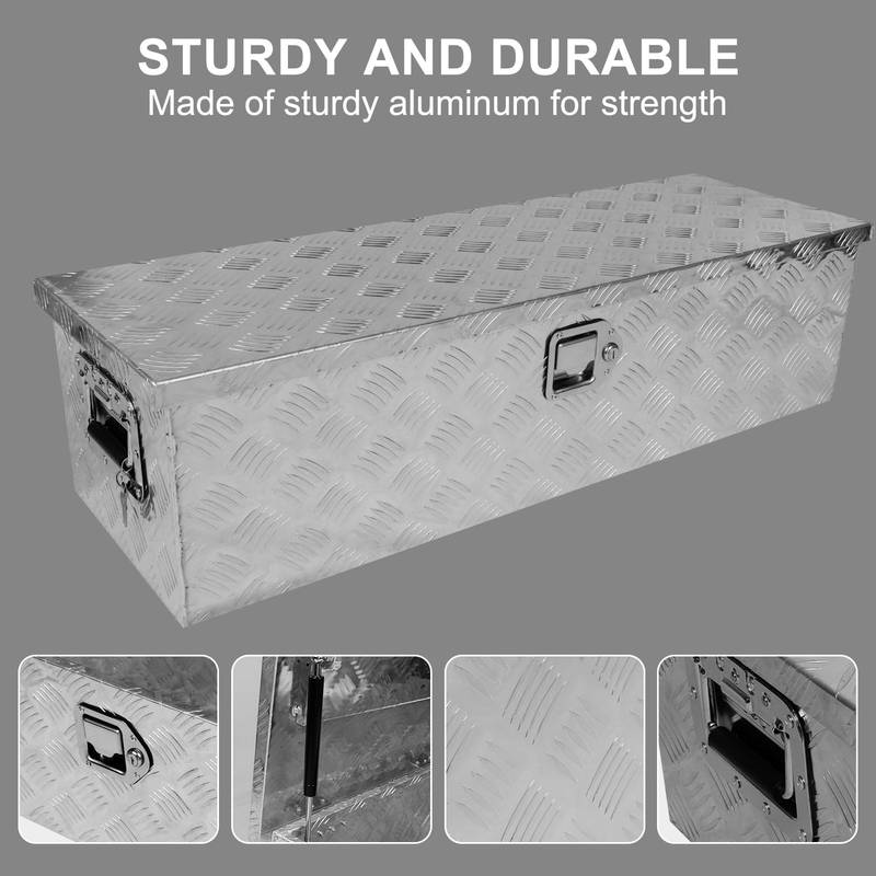 Silver Heavy Duty Truck Bed Tool Box with Lock & Handle