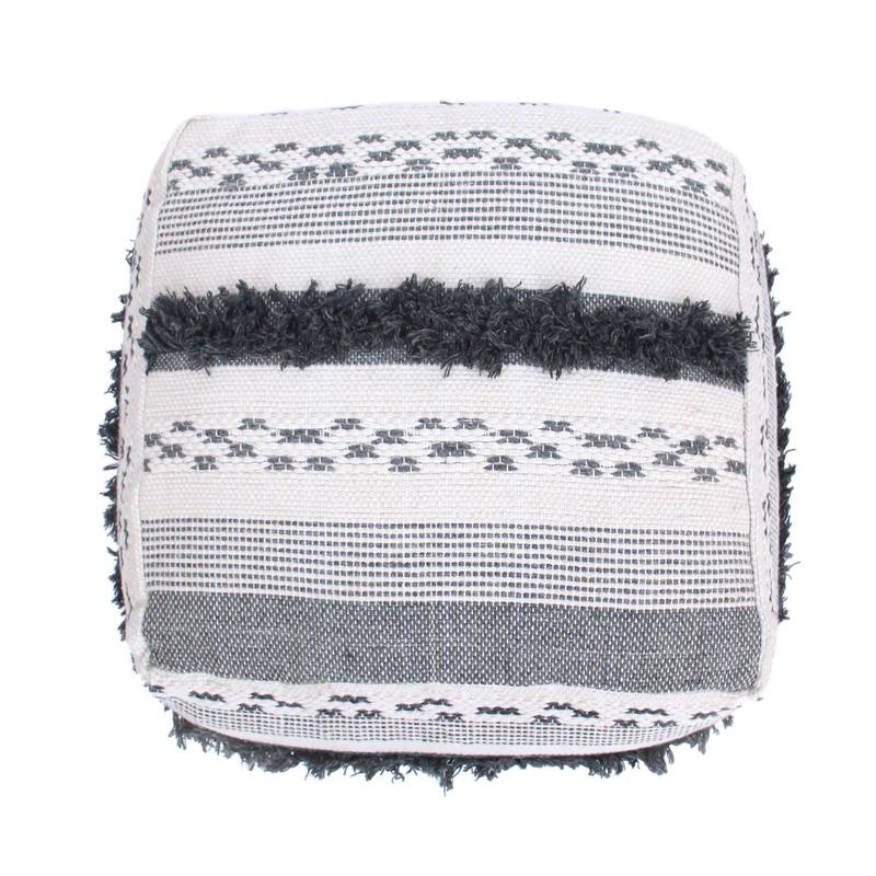 Cozy Ivory Grey Pouf