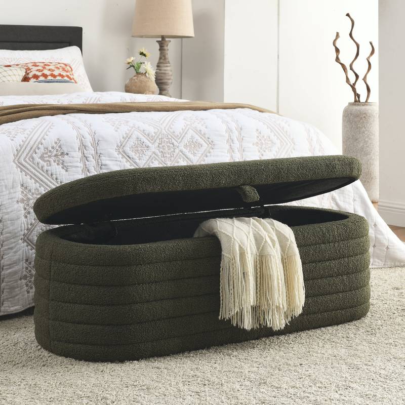 Cozy Green Teddy Storage Bench