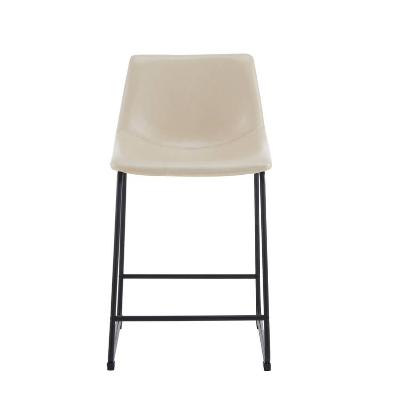 Chic Vintage Faux Leather Counter Stools - Set of Two