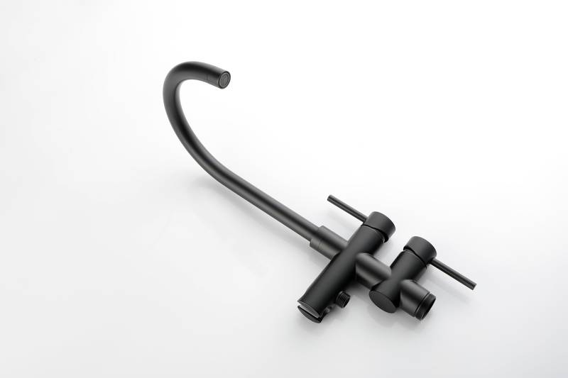 Sleek Matte Black Freestanding Bathtub Faucet with Handheld Shower