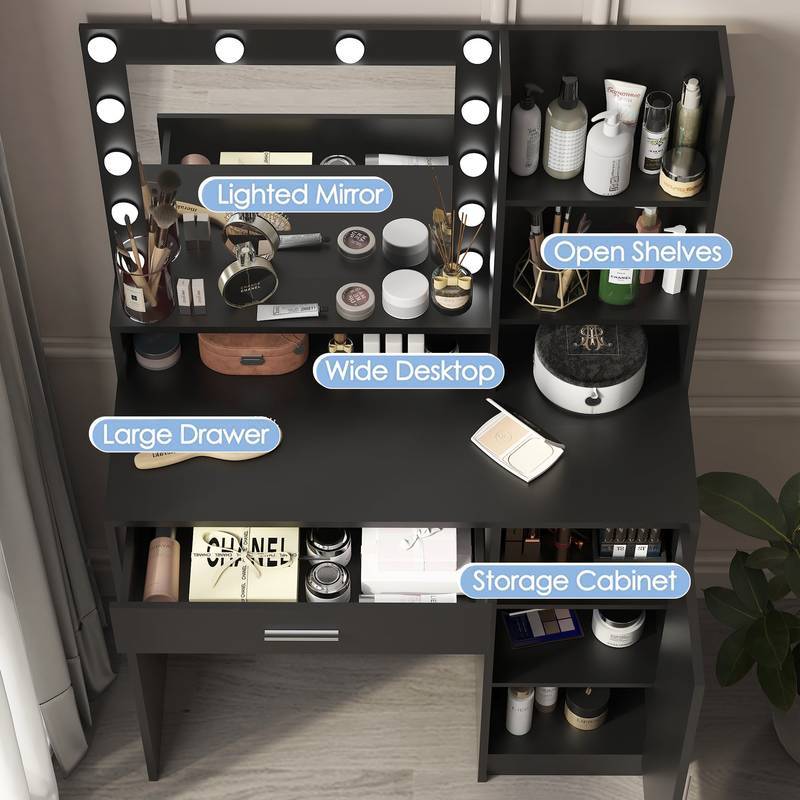 Chic Vanity Station with Mirror & Light