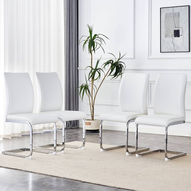 Chic White Curve Dining Chairs - Set of 4