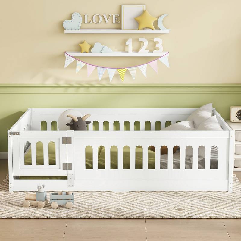 Cozy Guardrail Floor Bed for Kids