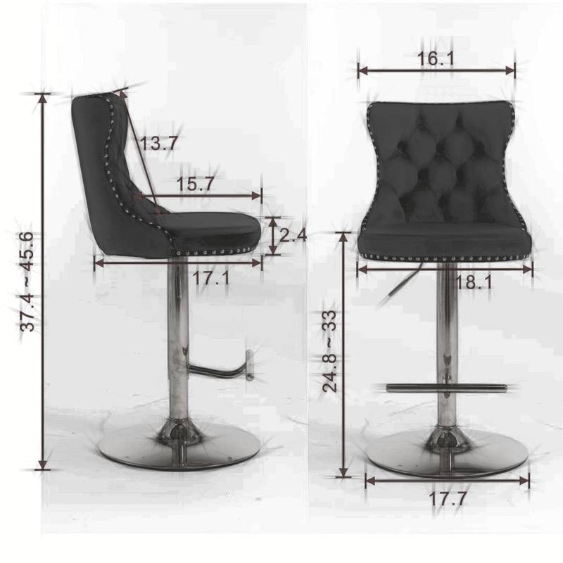 Chic Velvet Swivel Barstools - Set of Two in Blue