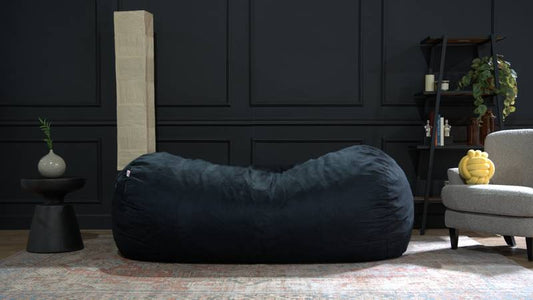 Jasper Classic Suede Bean Bag Chair - Black