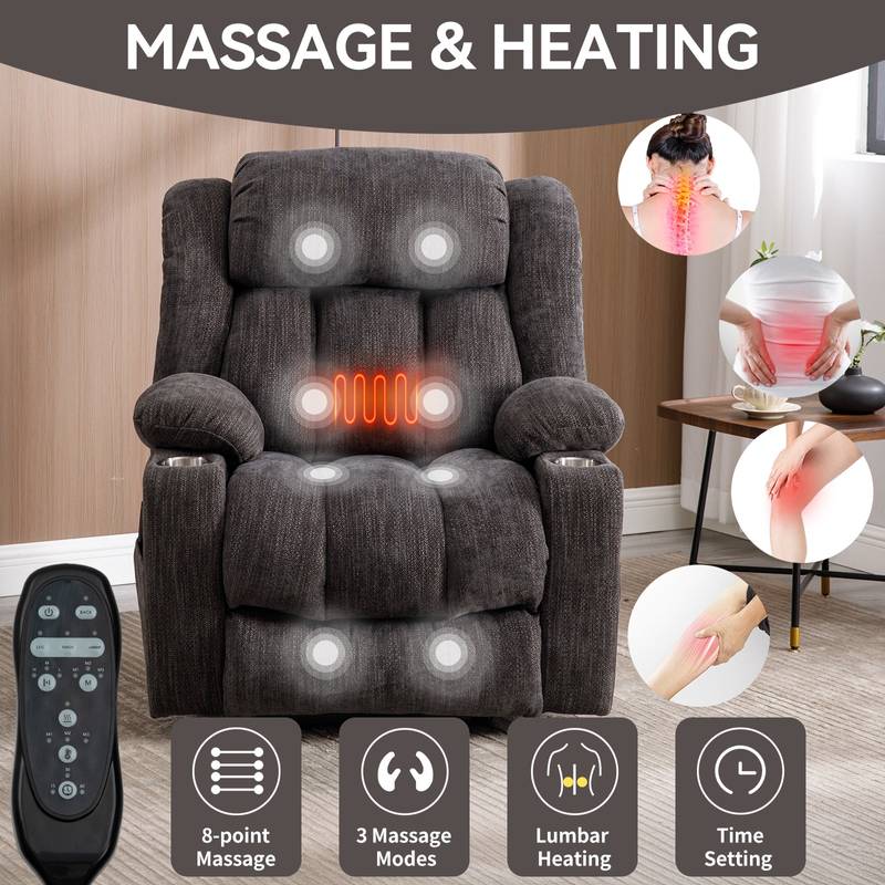 ComfortLift Recliner: Massage & Heat with USB Charging